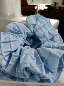 Blue Checkered Scrunchie
