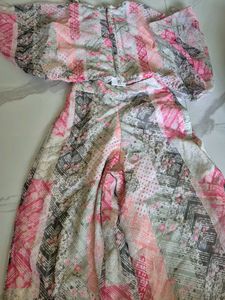 Chic Boho Print Kimono Top &amp; Wide Leg Pants Set