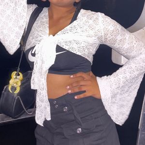 Lace Tie-Front Top