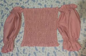 Pink Off-Shoulder Smocked Top