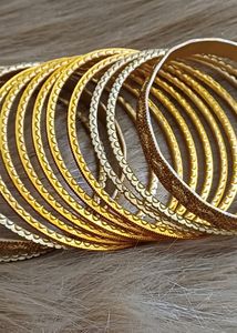 Yellow And Gold Set Of 24 Bangles