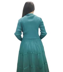 Teal Pleated Blazer Dress