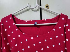 VOGUISH POLKA DOT PINKISH RED TOP