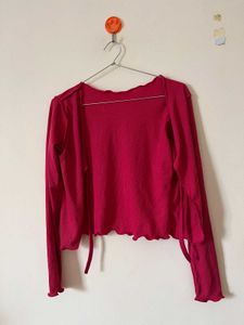 Pink Tie Front Top