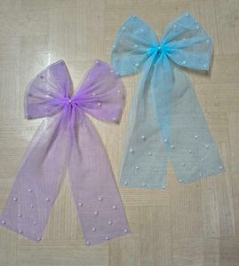 6 Combo Cute Pearl Bow Hair Clips 🤍💜🖤🩷🩵💗