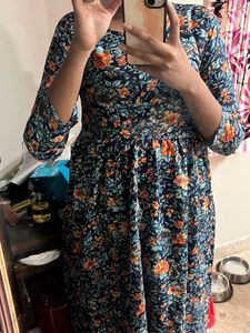 Front Slit Floral Kurthi