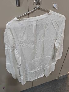 White 3/4 Sleeve Button-Down Top