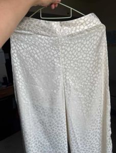 Cream Colour Animal print loose fitted trousers