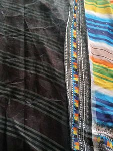 Vibrant Colorblocked Saree With Blouse Piece