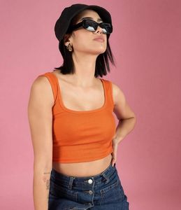 Square Neck Sleeveless Crop Tank Top