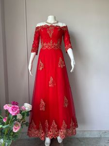 Red Premium Off Shoulder Gown