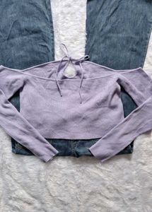 Lavender Long Sleeve Crop Top