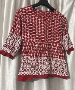 Red Embroidered Kurti
