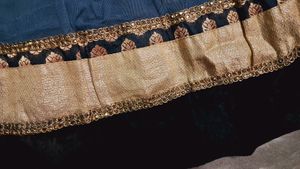 Elegant Blue &amp; Gold Anarkali Dress