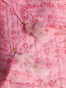 Pink Eyelet Sequence Kurta Set