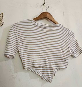 Off White Stripped Crop Top