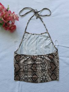 Shein : Stylish Snake Print Halter Top