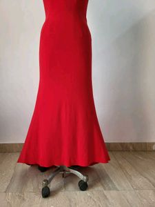 Red Embellished Evening Gown