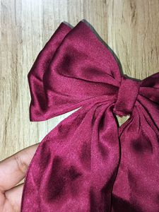 Maroon Bow Hair Clip