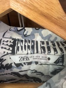 Zara Printed Tie-Front Top