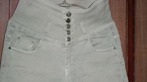 high waist light green jeans