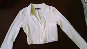 ZARA white long sleeve crop top