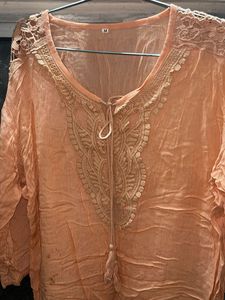 Peach Embroidered Blouse