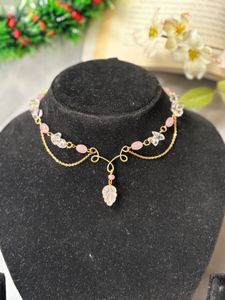 Rose Quartz Leaf Necklace