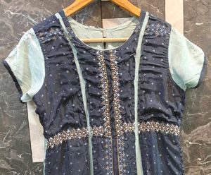 Elegant Navy Blue &amp; Sea Green Gown