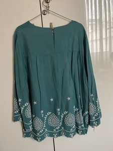 Teal Embroidered Top