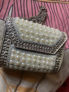 Elegant Pearl Embellished Clutch