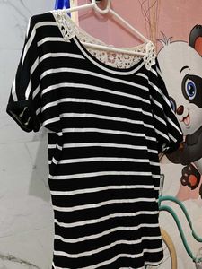 Striped Top with Lace Detail