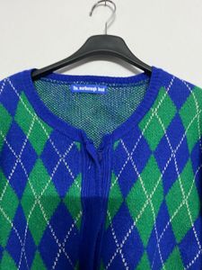 Argyle Knit Cardigan💚💙