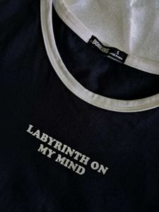 BONKERS CORNER Navy Cropped Graphic Tee