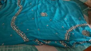 Teal Embellished Saree