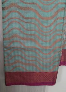 Elegant Teal Saree with Woven Design