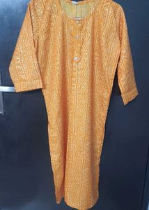 Orange Printed Kurta
