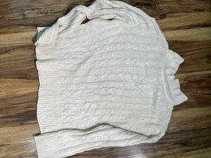 Cream Cable Knit Pullover Sweater