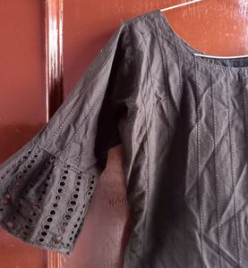 chikankari black kurta