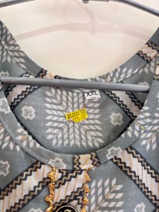 2pc Patterned Grey Casual Dress
