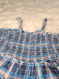 Blue Plaid Off-Shoulder Top