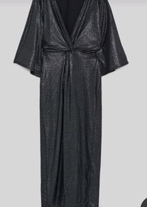 Zara Trafaluc Metallic Black Dress