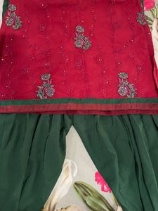 Red Embroidered Kurta Set