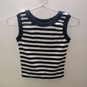 Striped Sleeveless Crop Top