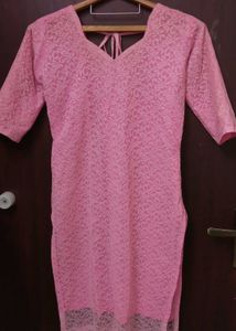 Elegant Pink Net Kurti