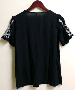 Embroidered Black Top