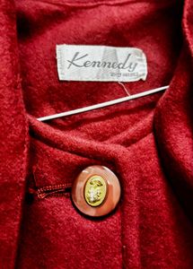 Vintage Burgundy Coat with Unique Details