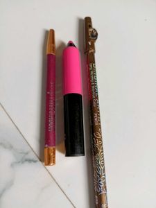 Eyeliner Pencil  Lipstick N Sindur Set Combo