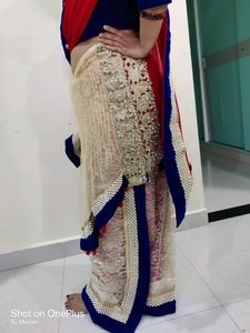 ❤golden red desinger saree💛👀