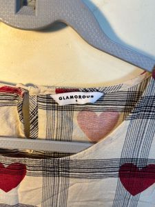 Heart Print Plaid Dress